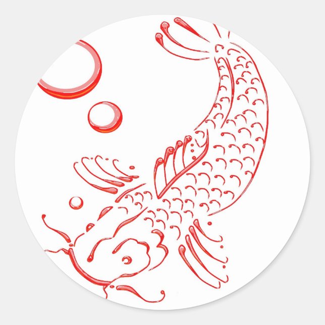 Sticker Rond Design moderne de Red Koi (Devant)