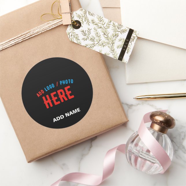 STICKER ROND DESIGN MODERNE PERSONNALISABLE DE MARQUE NOIRE (Cadeaux)