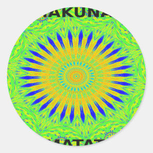 Sticker Rond Design Motif africain en vert et en or