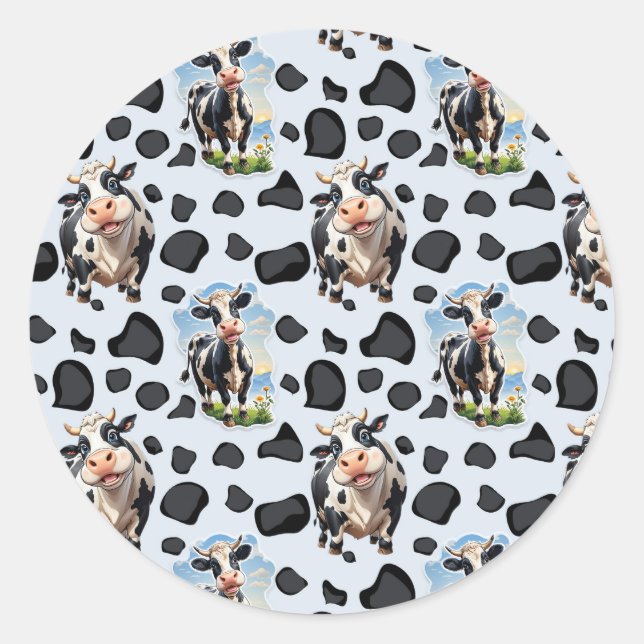 Sticker Rond Design Motif animal de vache (Devant)