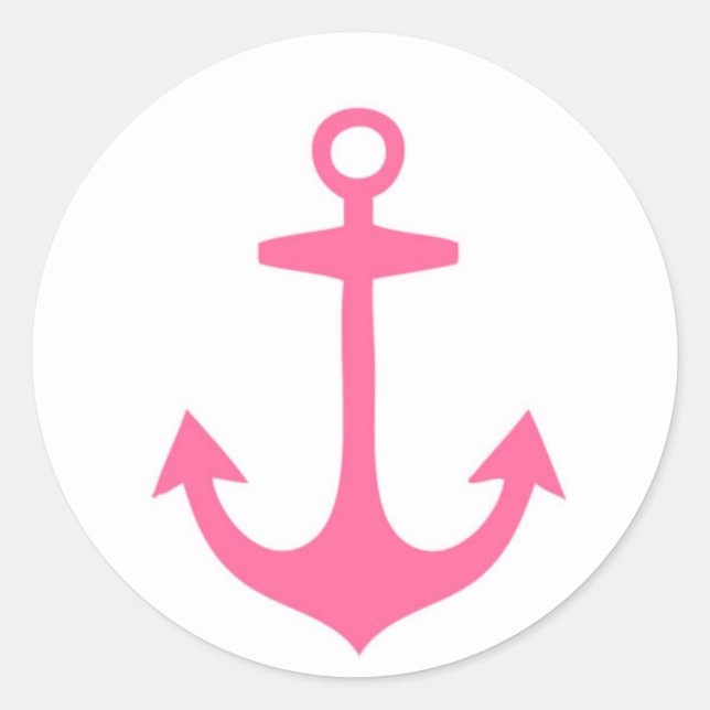 Sticker Rond Design Nautique rose Fille (Devant)