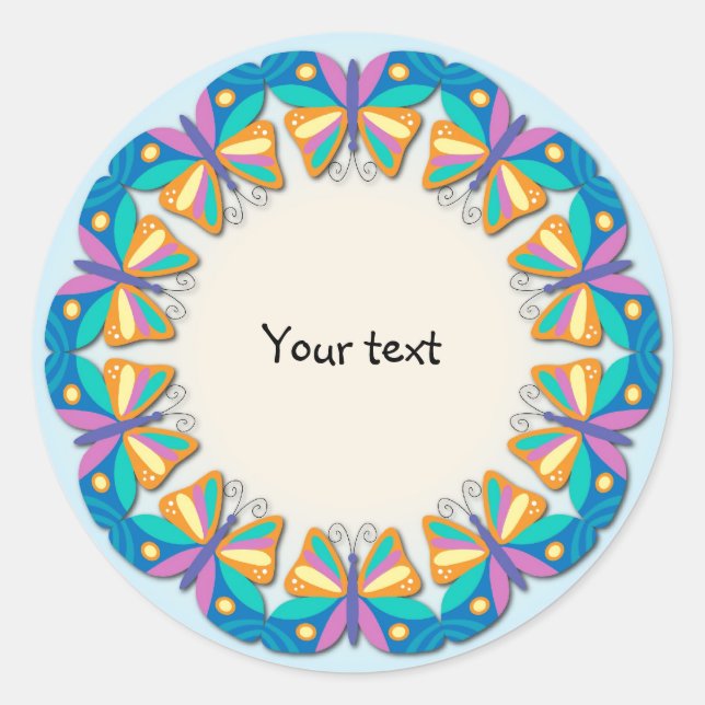 Sticker Rond Design papillon coloré (Devant)