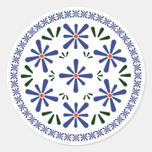 Sticker Rond Design polonais de céramique traditionnelle.