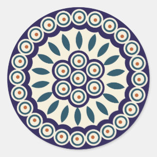 Sticker Rond Design polonais de céramique traditionnelle.