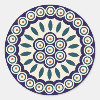 Sticker Rond Design polonais de céramique traditionnelle.