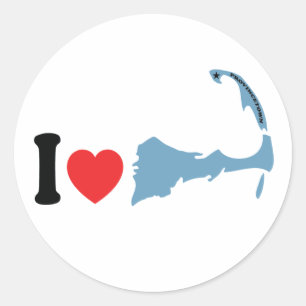 Sticker Rond Design Provincetown "I Love".