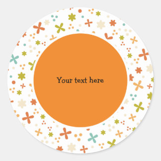 Sticker Rond Design rétro avec fleurs