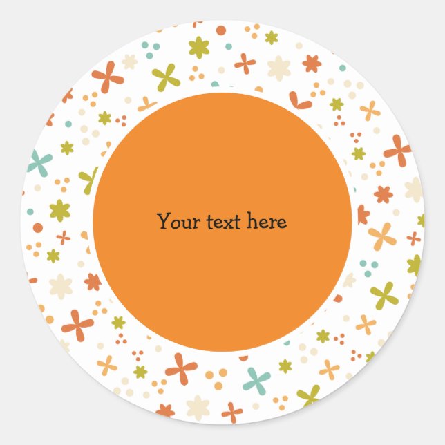 Sticker Rond Design rétro avec fleurs (Devant)