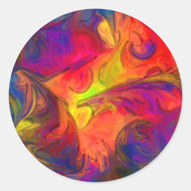 Sticker Rond Design rose chaud orange et bleu (Devant)