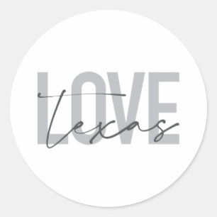 Sticker Rond Design simple, moderne, urbain, cool Love Texas