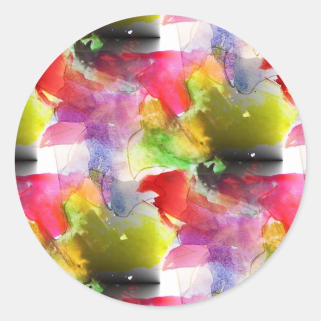Sticker Rond Design texture red, yellow watercolor (Devant)