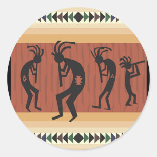 Sticker Rond Design tribal Kokopelli