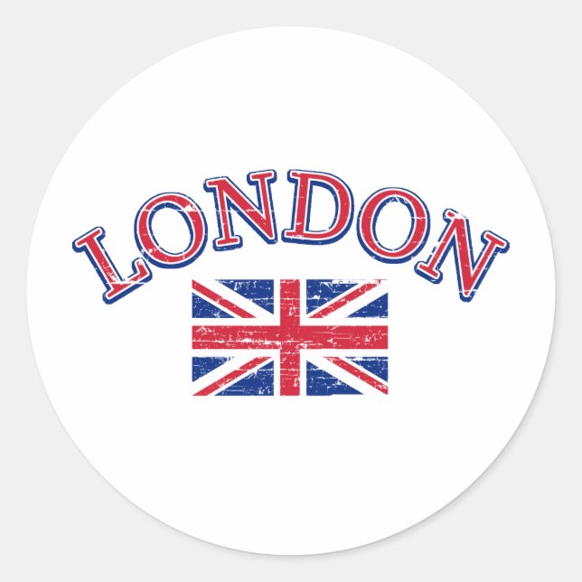 Sticker Rond Design Union Jack de Londres (Devant)