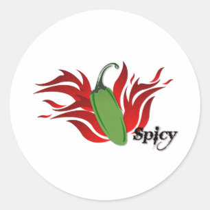 Sticker Rond Design vert de Chili Pepper