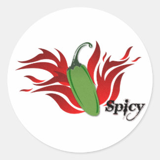 Sticker Rond Design vert de Chili Pepper