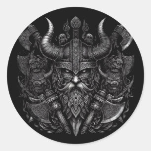 Sticker Rond Design viking
