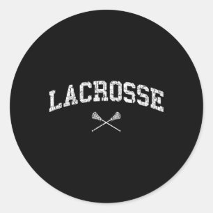 Sticker Rond Design vintage Et Distressé Qui Dit Lacrosse