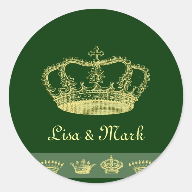 Sticker Rond Designs de la Couronne - Vert (Devant)