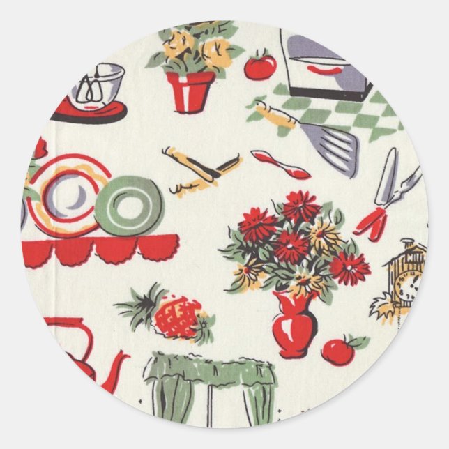 Sticker Rond Designs rétro des années 1950 (Devant)