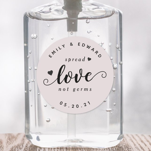 Sticker Rond Désinfectant pour mains de mariage rustique modern (Créateur téléchargé)