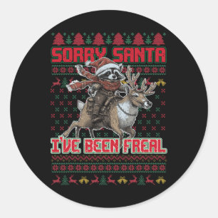 Sticker Rond Désolé Père Noël J'ai été Feral Christmas Holiday 