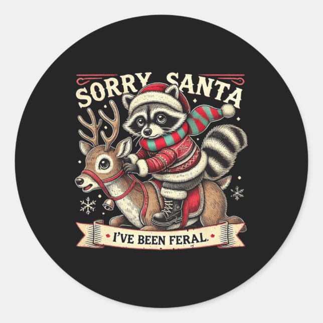 Sticker Rond Désolé Père Noël J'ai été férié Noël Recc (Devant)