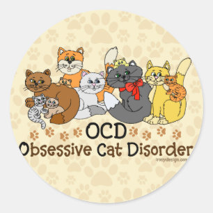 Sticker Rond Désordre obsédant de chat d'OCD