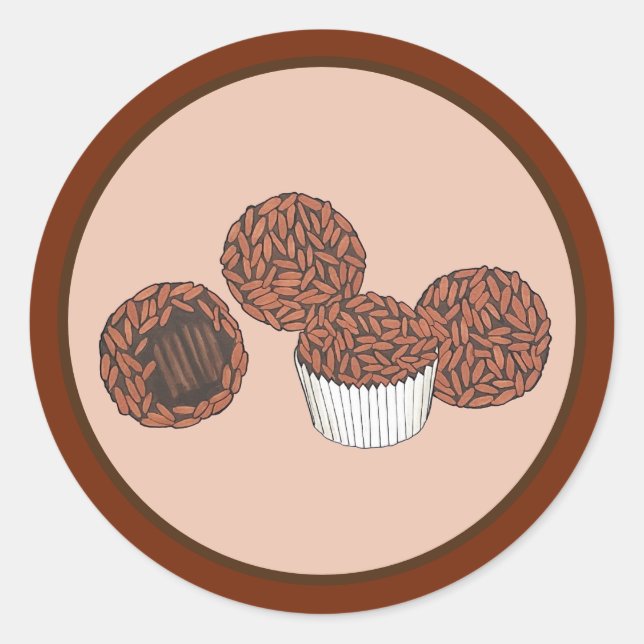 Sticker Rond Dessert de Brigadeiros brésilien de truffes de cho (Devant)