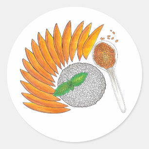 Sticker Rond Dessert De Riz Sticky Mango Cuisine Thaïlandaise