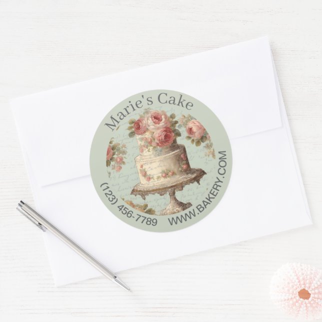 Sticker Rond Dessert Moderne Baker Cake Caterer Cupcake Boulang (Enveloppe)
