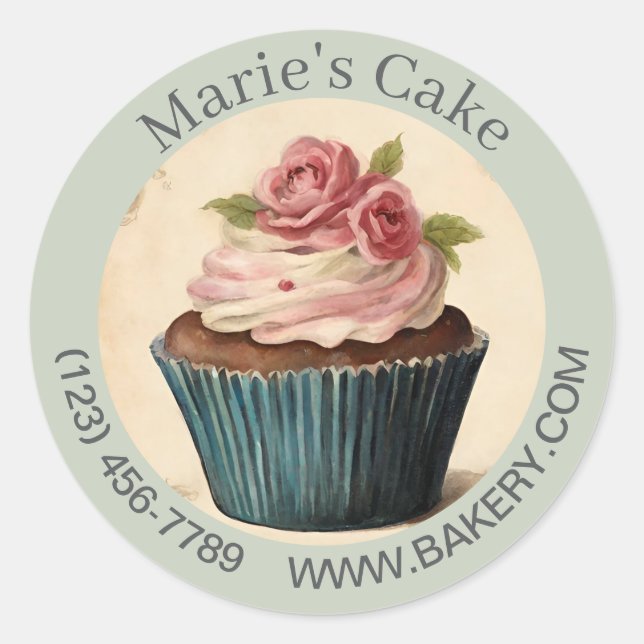 Sticker Rond Dessert Moderne Baker Cake Caterer Cupcake Boulang (Devant)