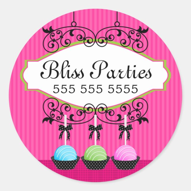 Sticker Rond Desserts de pâtisseries Fuchsia Box Seals (Devant)