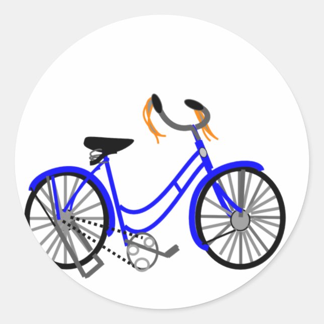 Sticker Rond Dessin à vélo, style années 50 (Devant)
