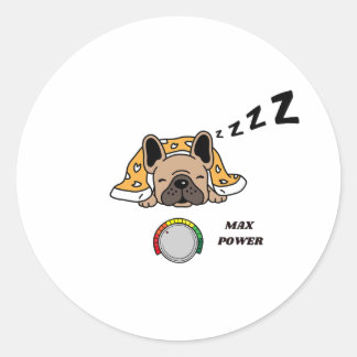 Sticker Rond dessin amusant d'un bâton de couchage pour bulldog