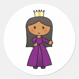Sticker Rond Dessin animé Clip Art Princesse mignonne avec un d
