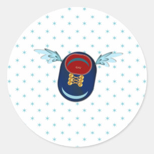 Sticker Rond Dessin animé de chaussure ailée mignonne