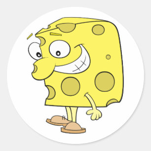 Sticker Rond dessin animé de fromage suisse joyeusement idiot