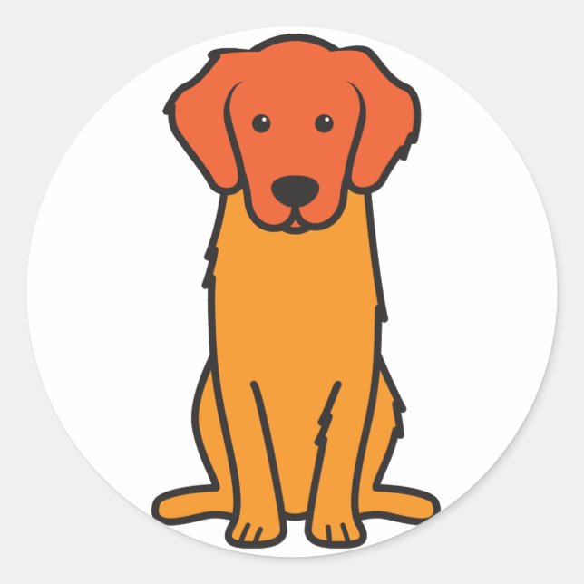 Sticker Rond Dessin animé de Golden Retriever (Devant)