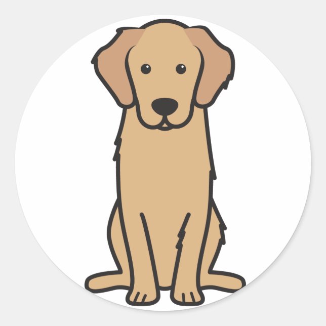 Sticker Rond Dessin animé de Golden Retriever (Devant)