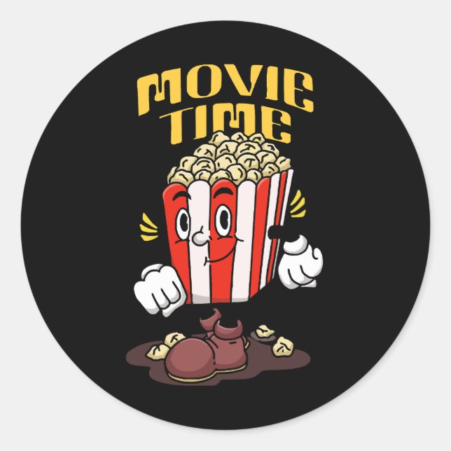 Sticker Rond Dessin animé de mascotte de pop-corn (Devant)
