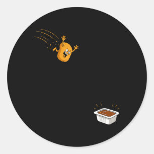 Sticker Rond Dessin animé de nugget de poulet volant drôle de p