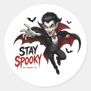 Sticker Rond Dessin animé de vampire effrayant