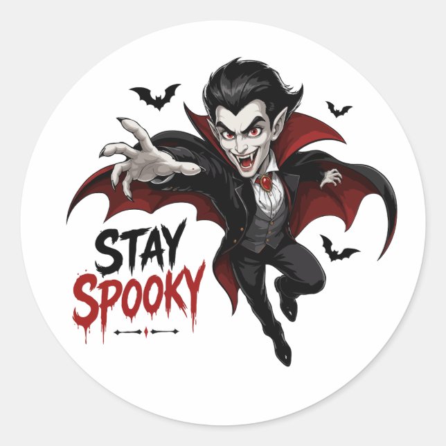 Sticker Rond Dessin animé de vampire effrayant (Devant)