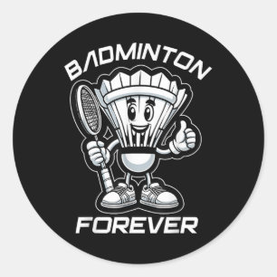 Sticker Rond Dessin animé de volant et de raquette Badminton Fo