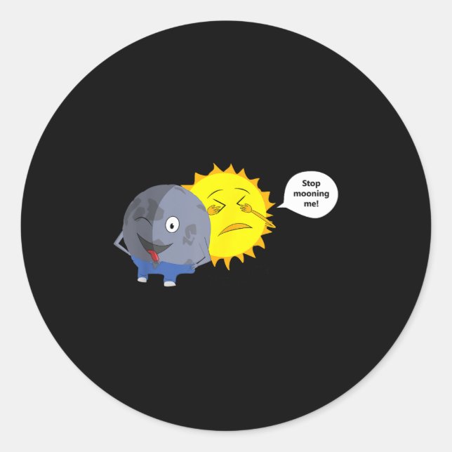 Sticker Rond Dessin animé d'éclipse solaire (Devant)
