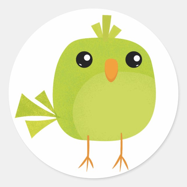 Sticker Rond Dessin animé d'oiseau vert (Devant)