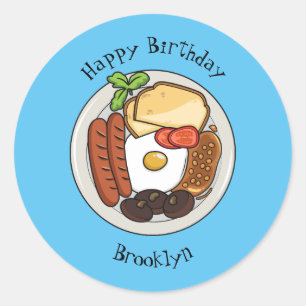 Sticker Rond dessin animé du petit-déjeuner anglais