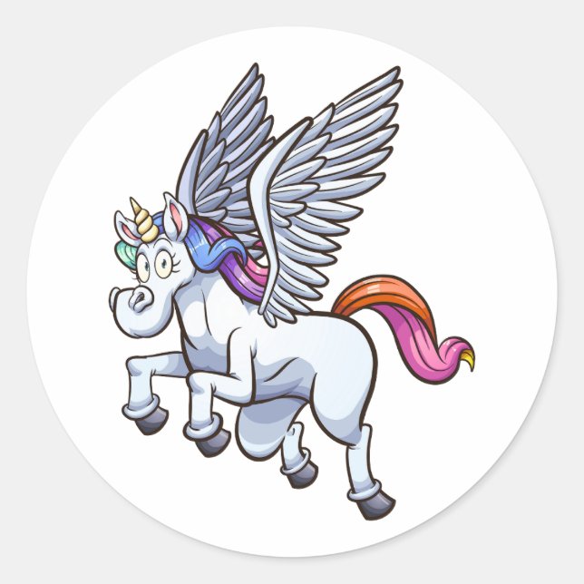 Sticker Rond dessin animé pegasus unicorn (Devant)