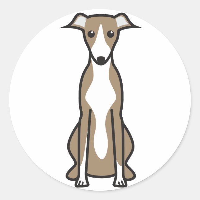 Sticker Rond Dessin animé Whippet Dog (Devant)