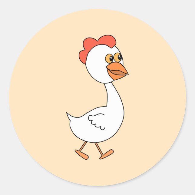 Sticker Rond Dessin au poulet. (Devant)
